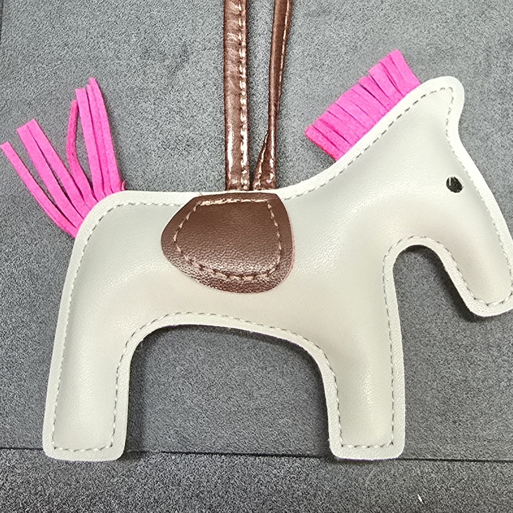 Stylish Cream and Pink Horse-Shaped Bag Charm